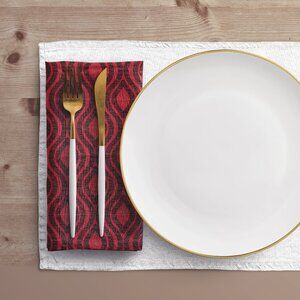 NWT Porter Anna- Red & Black Cotton Napkin 4-set, Ogee